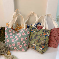 Vintage Artistic Floral Corduroy Small Tote - Blossom~n~Bloom