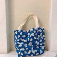Vintage Artistic Floral Corduroy Small Tote - Blossom~n~Bloom