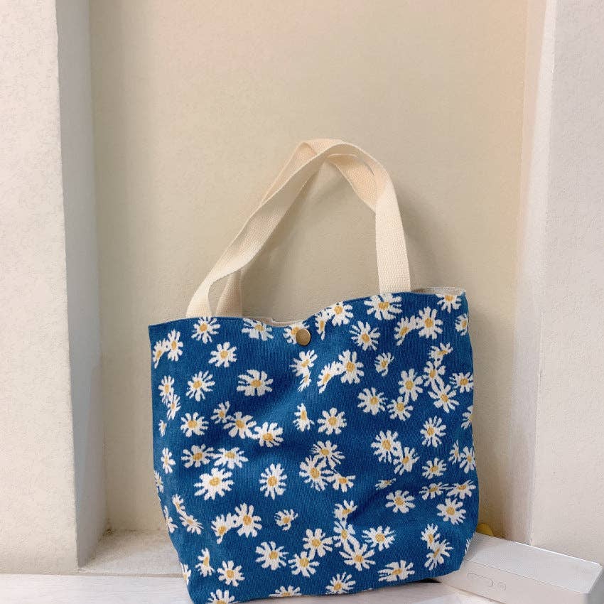 Vintage Artistic Floral Corduroy Small Tote - Blossom~n~Bloom