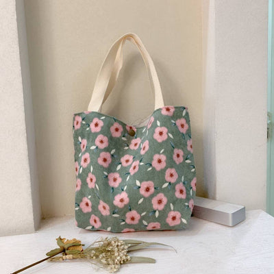 Vintage Artistic Floral Corduroy Small Tote - Blossom~n~Bloom