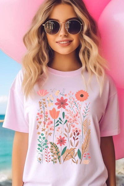 Wildflower Floral Graphic Garment Dyed Tee - Blossom~n~Bloom