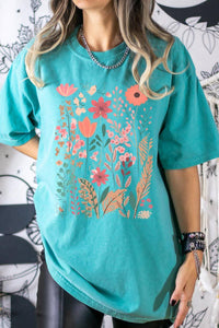 Wildflower Floral Graphic Garment Dyed Tee - Blossom~n~Bloom