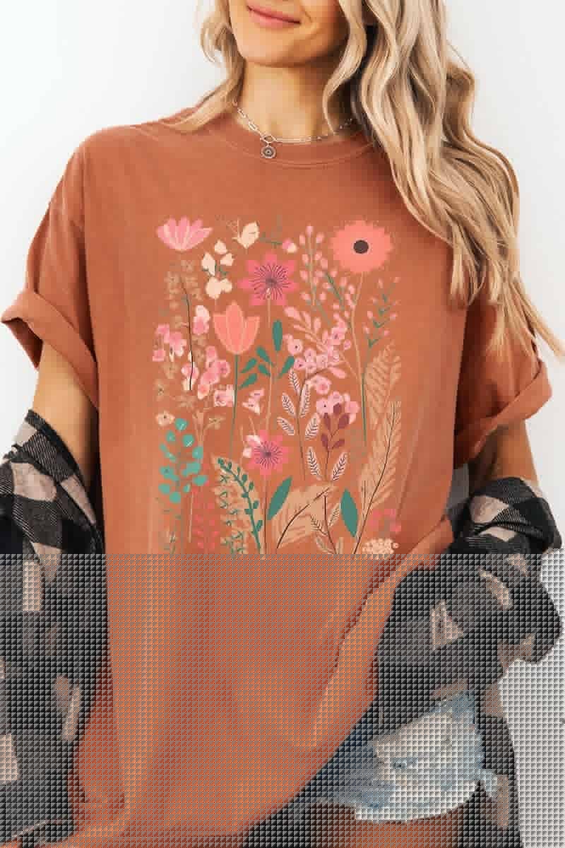 Wildflower Floral Graphic Garment Dyed Tee - Blossom~n~Bloom