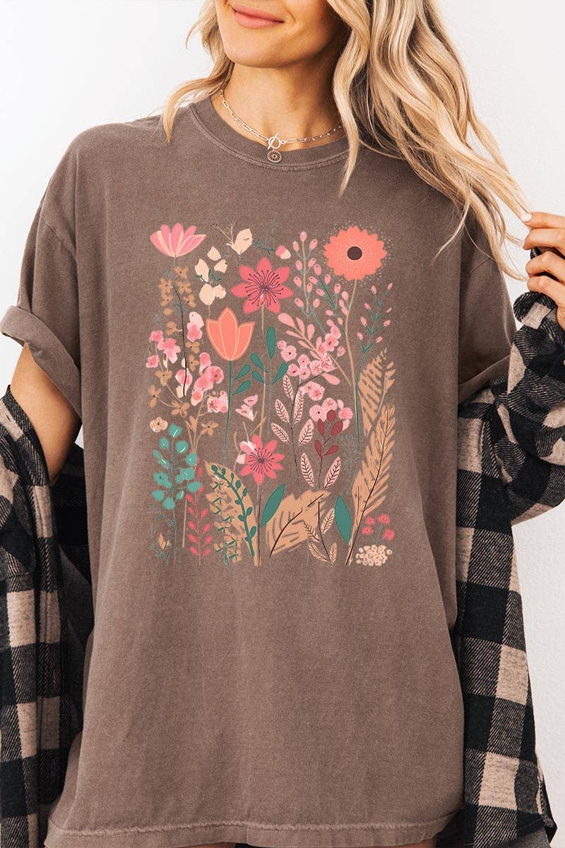 Wildflower Floral Graphic Garment Dyed Tee - Blossom~n~Bloom