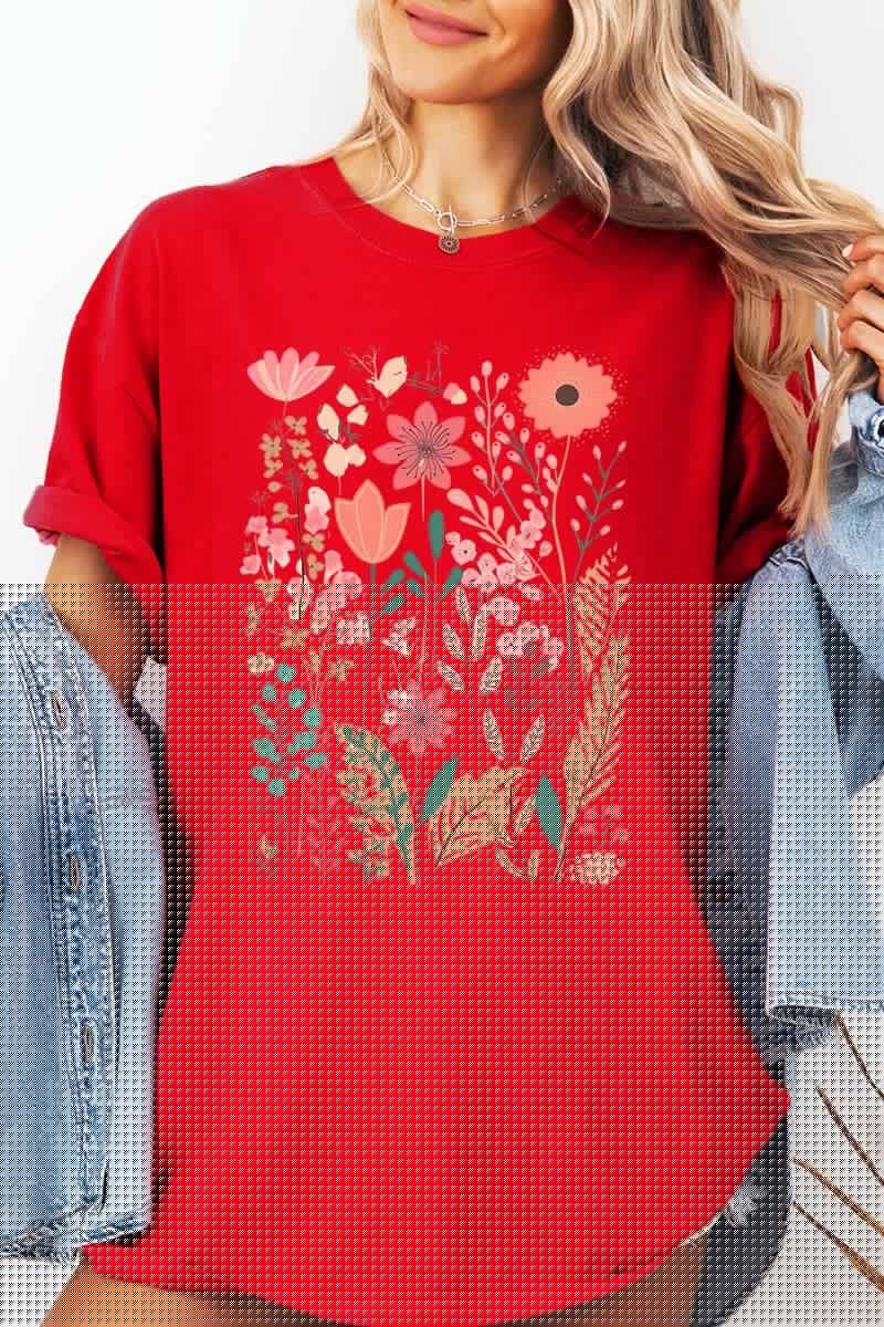 Wildflower Floral Graphic Garment Dyed Tee - Blossom~n~Bloom