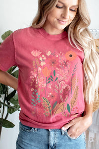 Wildflower Floral Graphic Garment Dyed Tee - Blossom~n~Bloom