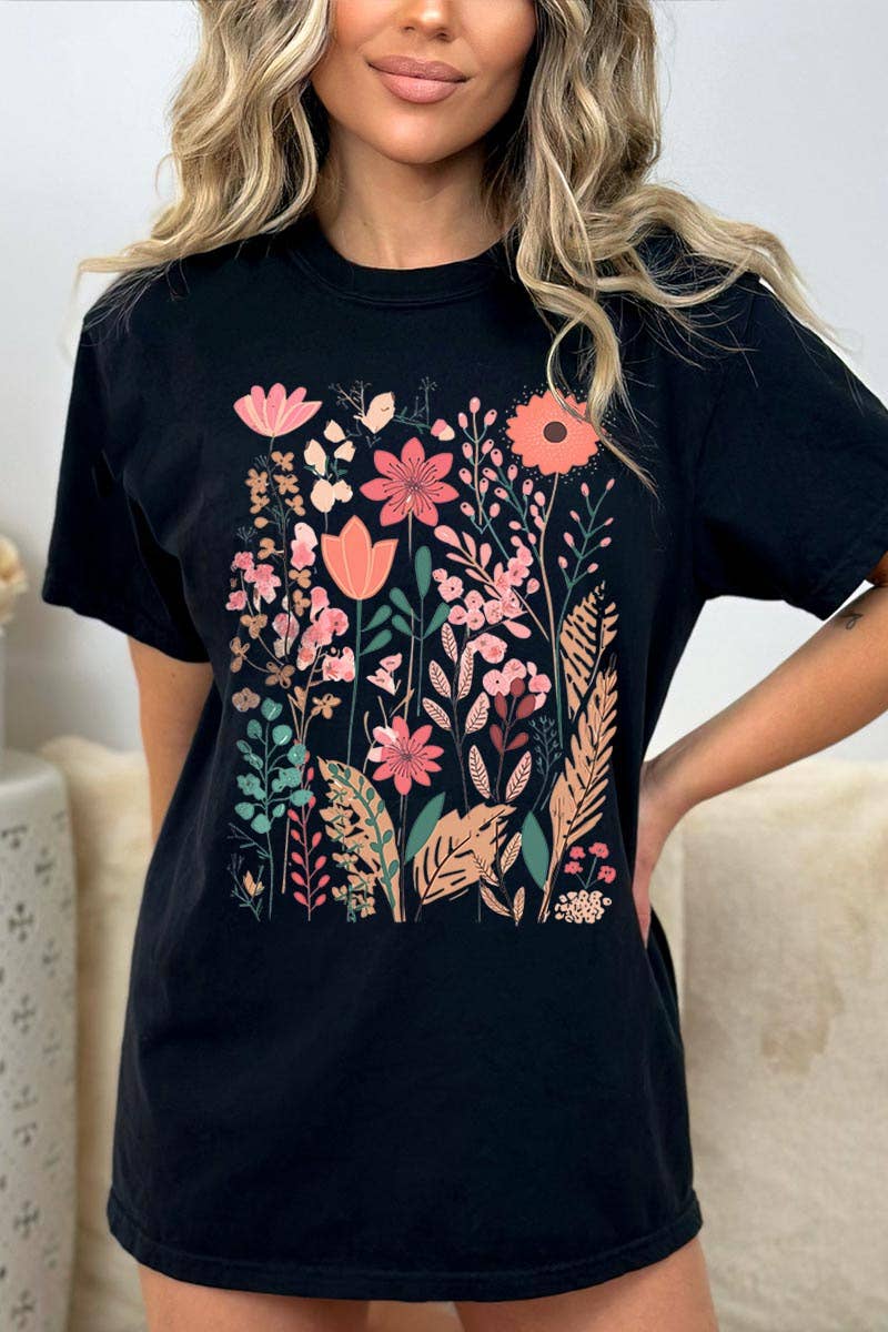 Wildflower Floral Graphic Garment Dyed Tee - Blossom~n~Bloom