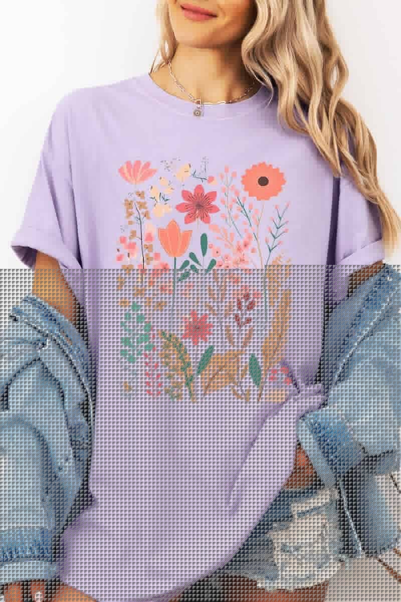 Wildflower Floral Graphic Garment Dyed Tee - Blossom~n~Bloom