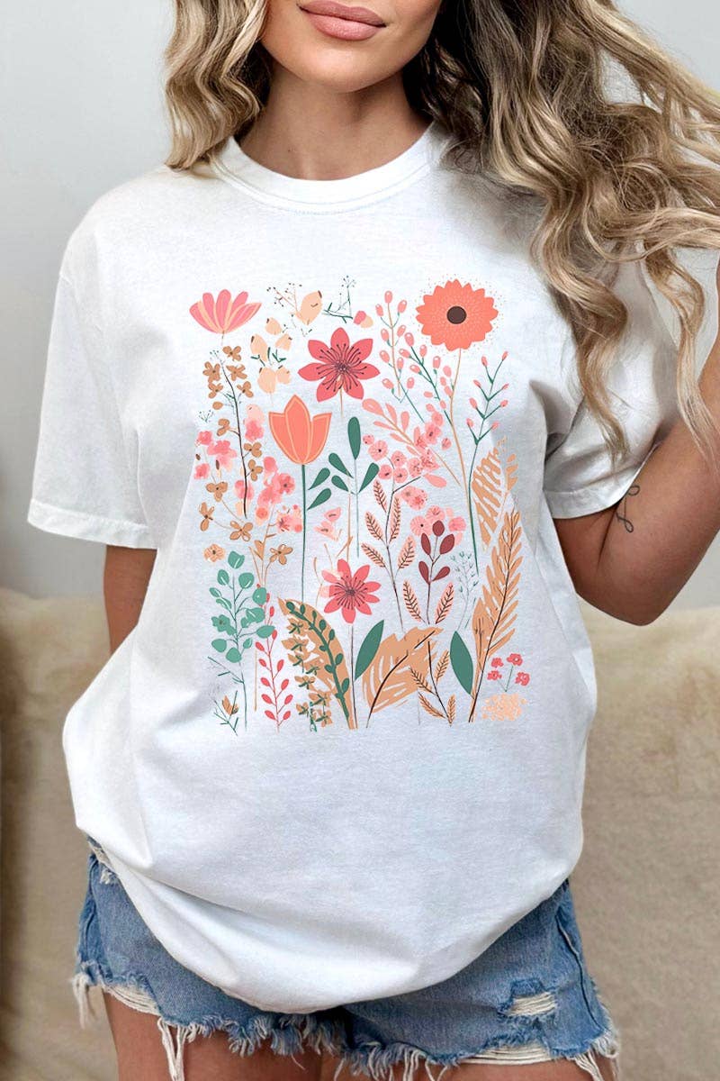 Wildflower Floral Graphic Garment Dyed Tee - Blossom~n~Bloom
