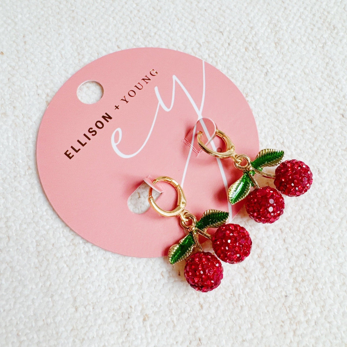 Yummy Cherry Dangle Huggie Earrings - Blossom~n~Bloom