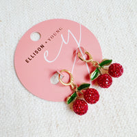 Yummy Cherry Dangle Huggie Earrings - Blossom~n~Bloom
